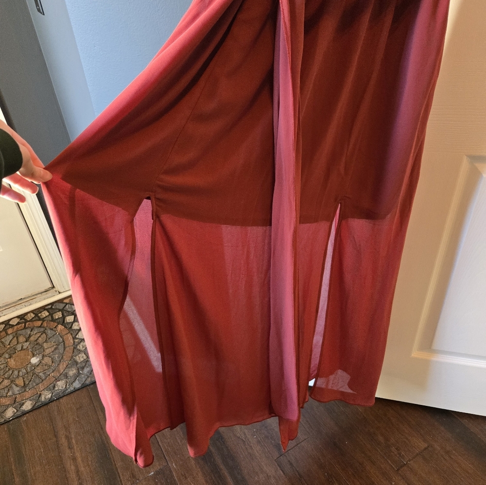 Baltic Born Red Maxi Dress with V-Neck and Front Slits - Picture 5 of 8